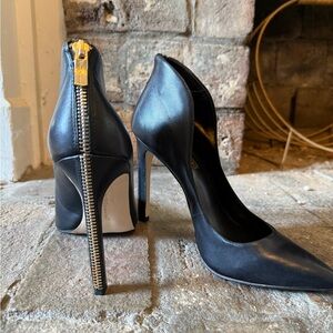 BCBGeneration Black Stiletto Heels with Gold Zipper